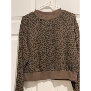 Pistola Leopard Print Crop Sweatshirt Size: M